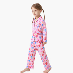 Ensembles de vêtements pour bébés et enfants personnalisés en gros, pyjamas imprimés pour filles, vêtements de nuit pour enfants, ensemble de pyjamas en bambou mignon - Product Image 2