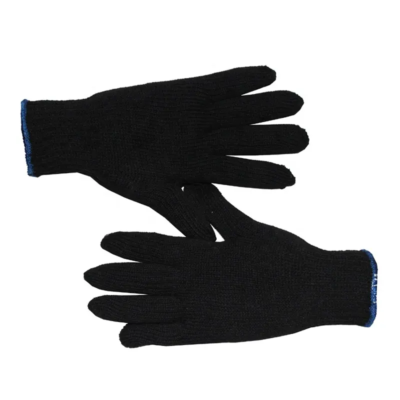 Prodotto più popolare guanto nero in filato lavorato a maglia, guanti in cotone di fabbrica cinese per uso industriale