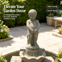 Fontaine en pierre avec statue d'enfant, style européen, décoration de jardin, villa, intérieur, extérieur