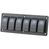 Panneau de commutation à bascule bleu éclairé à 6 voies, panneau en aluminium pré-câblé avec indicateur LED bleu, idéal pour les bateaux, les camping-cars et les yachts