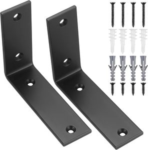 Support <span class=keywords><strong>d</strong></span>'<span class=keywords><strong>angle</strong></span> de montage <span class=keywords><strong>d</strong></span>'étagère en métal noir à 90 degrés 5x4x1.5 pouces polyvalent pour meubles en bois et salle de bain pour le stockage des aliments - Product Image 1