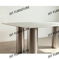 Table à manger rectangulaire moderne en acier inoxydable sur mesure, finition anti-traces de doigts, pour la maison, les restaurants et les hôtels