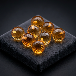 Vente en gros de billes de citrine naturelle Gopika 10MM, pierres précieuses jaunes taillées en forme de perle avec jeu de couleurs/effet de feu pour la fabrication de bijoux - Product Image 3