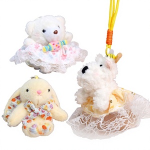 Porte-clés en peluche motif floral, lapin, animal, pendentif figurine mignon petit ours, chiot, en polyester, 31-50cm, adorable - Product Image 1