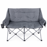 Chaise de camping pliante chauffante portable 272 kg, 3 niveaux de chaleur, double zone, alimentée par batterie externe, en Oxford 600D pour la pêche et les pique-niques