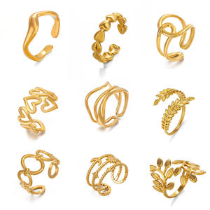Anelli in Acciaio Inossidabile, Design Hip Hop Personalizzato, Placcati in Oro 18K, Anello Apribile con Croce e Cuore, Gioielli all'Ingrosso - Product Image 5