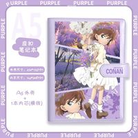 Carnets A5 Papeterie Detective Conan Kudou Shinichi Imprimé Papier ligné à feuilles mobiles Artisanat d'écriture Anime Carnet à boucle en cuir