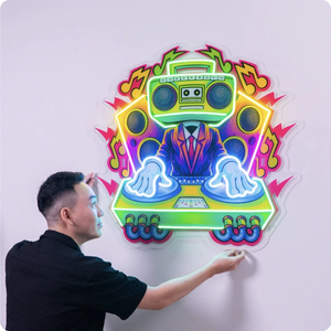 Letreros de neón LED personalizados DJing ilustraciones de neón Logotipo de barra impreso UV acrílico adecuado <span class=keywords><strong>para</strong></span> decoración de pared de fondo de Bar - Product Image 1