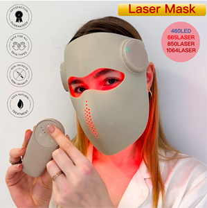 AQSHE M3 - Máscara Facial Profesional de Terapia Láser Roja LED Infrarroja <span class=keywords><strong>4D</strong></span> Pro, Terapia de Luz Láser y Máscara para la Barbilla, 1064 nm - Product Image 1