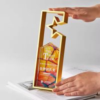 Trophée créatif en métal étoile à cinq branches de haute qualité trophée de plaques de médailles de cristal avec image pour le prix de la compétition