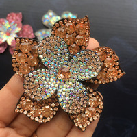 Patchs brillants d'appliques de fleur de strass de Bling pour l'ornement élégant de corsage d'accessoires de vêtement