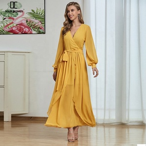 Abito lungo in chiffon con volant Weixin <span class=keywords><strong>Fashion</strong></span> Custom Lady, Vestidos eleganti da donna, abiti casual estivi. - Product Image 2