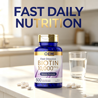 Complément Alimentaire OEM Biotine à Dissolution Rapide 10000 mcg Formule Beauté Saveur Baies Naturelles 500 Comprimés
