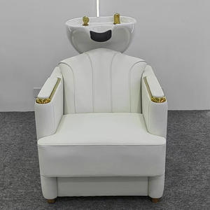 Im Trend 2025: Luxuriöser Weißgoldener Friseursalon-Waschsessel mit Kopftherapie-Funktion, Verstellbarer Moderner Spa-Shampoo-Stuhl und Waschliege - Product Image 6