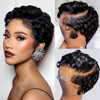 Perruque bouclée en cheveux vierges chinois, 4 pouces de long, 13x4 transparente pour lace front, tissée à la main, pré-épilée, densité 150%, pour femmes noires