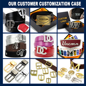 Hebilla de metal chapada en plata con diamantes de imitación brillantes con diseño de letra de logotipo 3D personalizado con cinturón de cuero negro con estampado de cocodrilo PU - Product Image 3