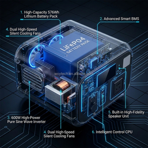 Portable 600W Portable Charging Power Station with Pure Sine Wave Solar Power Station with LCD Display Screen - Product Image 3