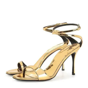 รองเท้าส้นสูงแบบเปิดนิ้วเท้าประดับสายรัดข้อเท้าหัวเข็มขัด  วัสดุกำมะหยี่นุ่มสำหรับผู้หญิง เหมาะสำหรับงานปาร์ตี้ - Product Image 3