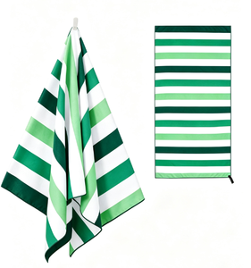 High Quality Eco Friendly Green Striped Suede Microfiber Beach Bath <b>Towel</b> Sand Free Digital Printed <b>Towel</b> with Custom Logo - Product Image 1