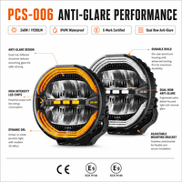 Feux de route LED anti-éblouissement PCS O06, 9 pouces, homologués E-Mark, faisceau haut et bas, DRL dynamique, pour Volvo Scania poids lourds