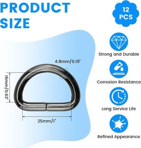 Pack Heavy Duty Metal D Ring Inch Inside Diameter Mm Thickness For Key <b>Chain</b> <b>Dog</b> <b>Collars</b> Webbing Buckle - Product Image 2