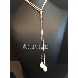 LN24136 perlas de Coral rosa y de plata collar de perla - Product Image 6
