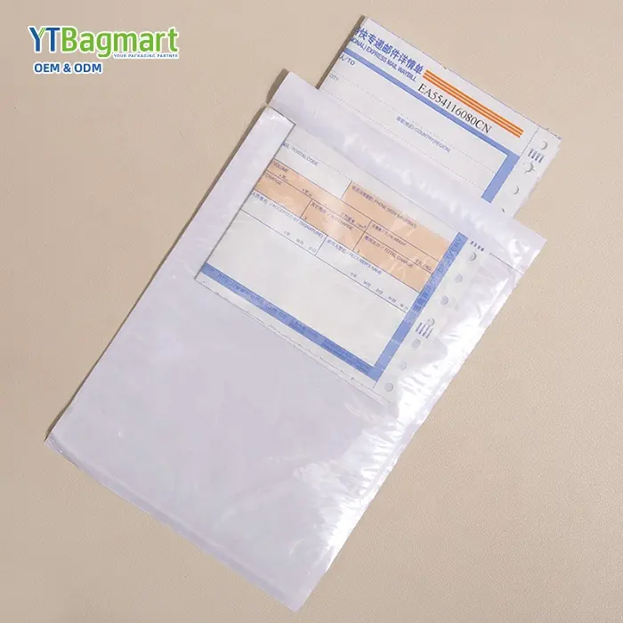 Custom Clear Plastic Self Adhesive Documents Enclosed Shipping Label Packing Envelope Pouches