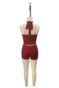 Viviblook Z316ST02 Ensemble d'été pour femme Nouveau ensemble sexy deux pièces avec débardeur ajouré et short slim Vêtements pour femme - Product Image 2