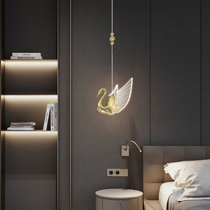 Lustre moderne Swan Liner simple, design luxueux pour la décoration intérieure, chevet, salon, luminaire suspendu LED - Product Image 1