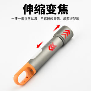 Nueva Linterna LED Transfronteriza Plateada y Negra, 1200Mh, Batería Recargable Tipo C, Aleación de Aluminio, Zoom Telescópico, Mini Linterna - Product Image 3