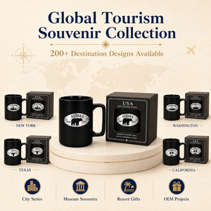 Tasses en céramique personnalisées avec plaque métallique, souvenirs touristiques des États-Unis, avec les noms des États, pour les grossistes en cadeaux souvenirs - Product Image 5