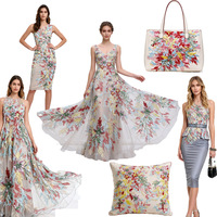Tissu populaire scintillant et coloré avec broderie florale 3D, idéal pour robes de mariée, motifs floraux jacquard, accessoires textiles de maison