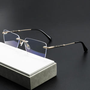 Gafas de lujo para hombre, bloqueador de luz azul, metal dorado marrón, pequeño rectángulo, computadora sin marco 2025 - Product Image 3