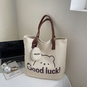 Sac fourre-tout en toile personnalisé de grande capacité pour femme, avec fermeture éclair, léger, pour étudiante, à porter à l'épaule, polyvalent - Product Image 2