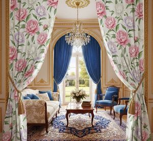 Oriental Chinese Floral Window <b>Curtains</b> Dense Floral Panel 70% Light Blocking Decorative Fabric Drapes <b>for</b> Living Room Bedroom - Product Image 1