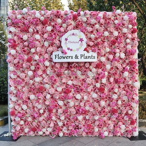 S02 가짜 꽃 배경 커튼 매트 패널 3D 롤업 핑크 가짜 실크 인공 장미 꽃 벽 결혼식 이벤트 무대 장식 - Product Image 5