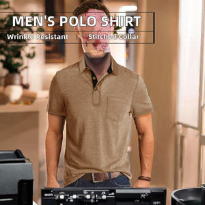 T-shirt Homme Anti-rides de Haute Qualité à Manches Courtes, Col Brodé, Motif Léopard Gothique, Couleur Unie, Décontracté d'Été - Product Image 2