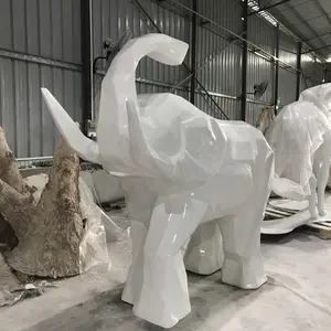 Fibra di vetro astratta elefante bianco arte scultura modello animale elefante punto panoramico personalizzazione statua decorativa