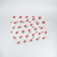 Papier ciré anti-graisse personnalisé, base blanche, motif fraises colorées, pour boulangerie, restaurant, emballage alimentaire à emporter