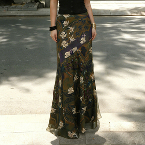 Vestido Largo Ajustado Vintage con Cintura Natural, Estampado Floral, Falda en Línea A, Fruncido, Sexy, que Realza las Curvas, de Verano, de Secado Rápido, el Más Vendido - Product Image 4