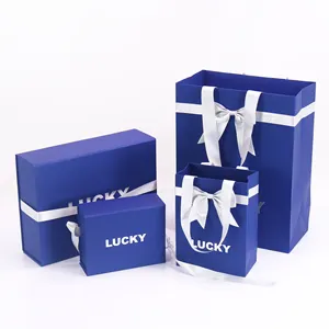 Luxury Magnetic foldable Custom Logo Wrapping Beauty Gift wig hair packaging lashes make up Paper Bags And Paper boxes Set