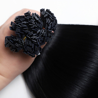 Extensiones de Cabello con Puntas K de Alta Calidad, Remy, Doble Trama, Negro Natural 1 #    Extensiones de Cabello de Queratina con Punta Plana 100% Cabello Humano para Salón