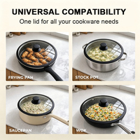 Couvercle flottant en verre trempé de type G pour poignée de casserole, en silicone rond, de haute qualité, pour ustensiles de cuisine
