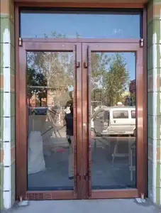 Toptan minimalist tasarım özelleştirilebilir çift cam KFC mağaza giriş kapısı