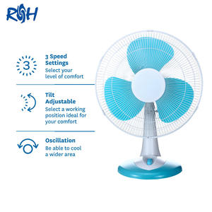 Ventilateur de table silencieux à oscillation large, 3 vitesses, commande par bouton-poussoir bleu, 16 pouces, pour chambre, maison, bureau - Product Image 2