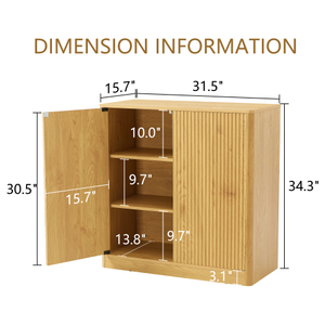 31.5-inch Walnut Modern Wavy <b>Sideboard</b> Curved Contour Design 2-door Living Room Storage Cabinet Adjustable Height Easy Assembly - Product Image 5