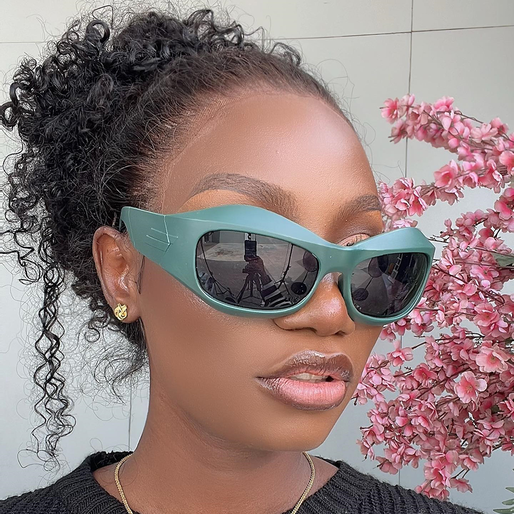2024 Steampunk Pink Y2K Silver Futuristic Sunglasses Women