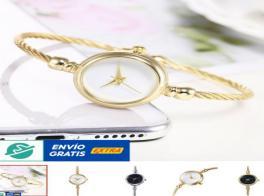 HBVID Orologio da donna alla moda, cassa rotonda placcata in oro, bracciale in lega, resistente all'acqua - Product Image 3