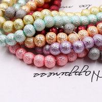 HX Stock de perles en vrac 8mm perle de coton froissée perle de verre bricolage perles faites à la main
