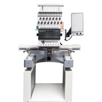 Machine à broder commerciale SEWTECH à grande vitesse 1200 tr/min, tête simple, 600x400 mm, 15 aiguilles, avec changement de couleur automatique et coupe-fil.